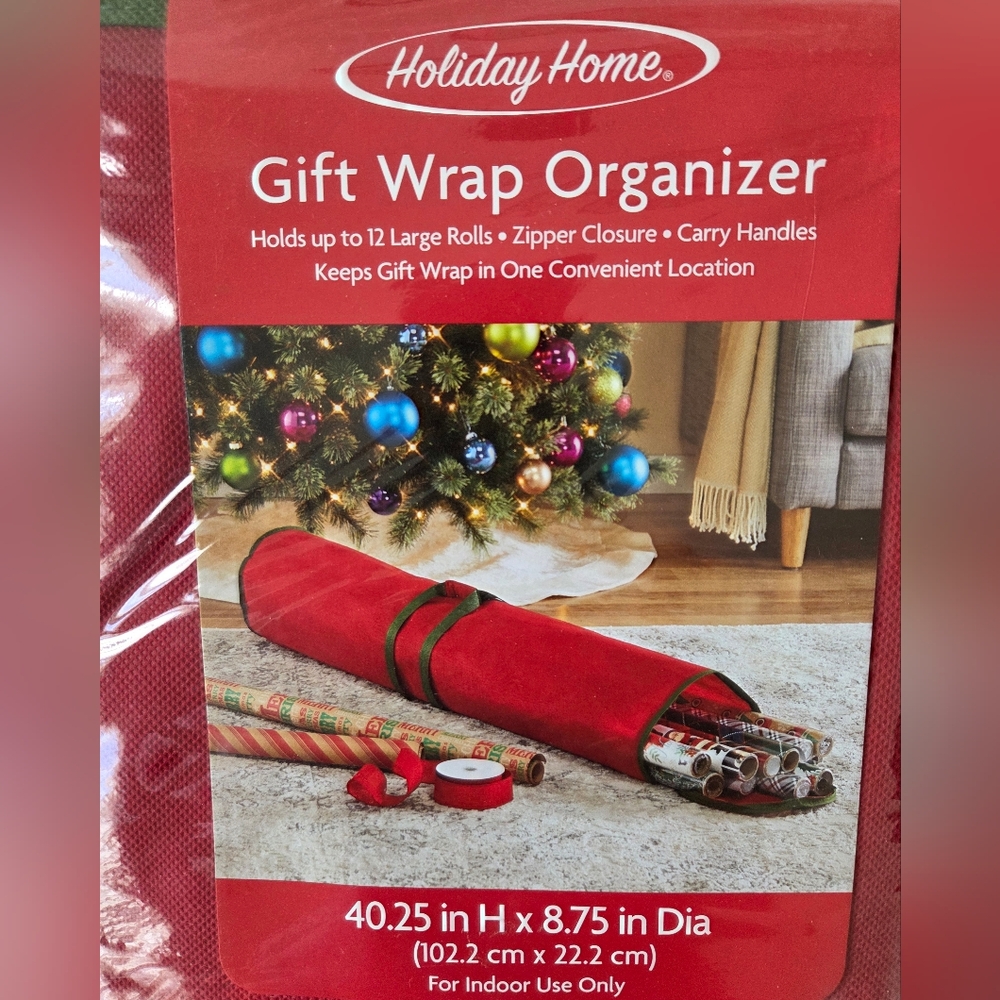 Holiday Home Gift Wrap Organizer with Zipper Closure